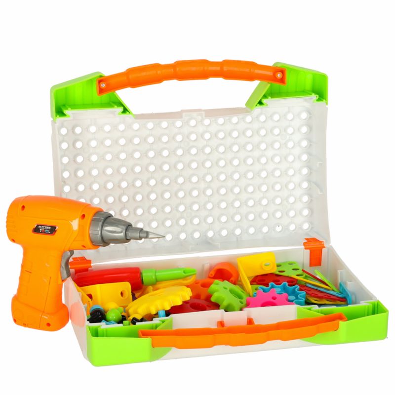 Wkrętarka wiertarka śrubki klocki konstrukcyjne zestaw majsterkowicza walizka 181 elementów - obrazek 3