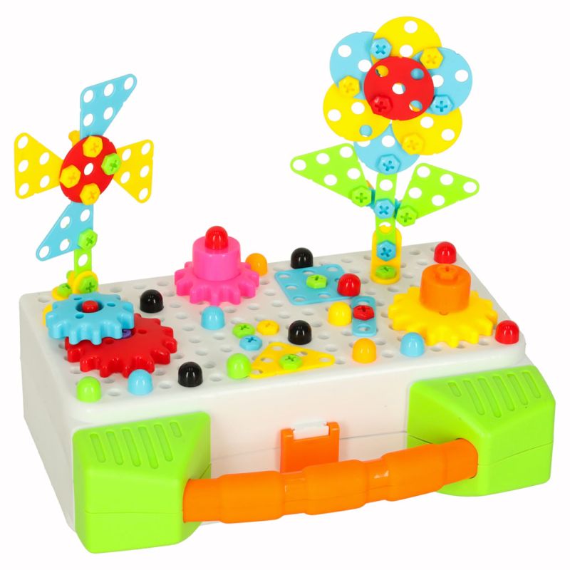 Wkrętarka wiertarka śrubki klocki konstrukcyjne zestaw majsterkowicza walizka 181 elementów - obrazek 4