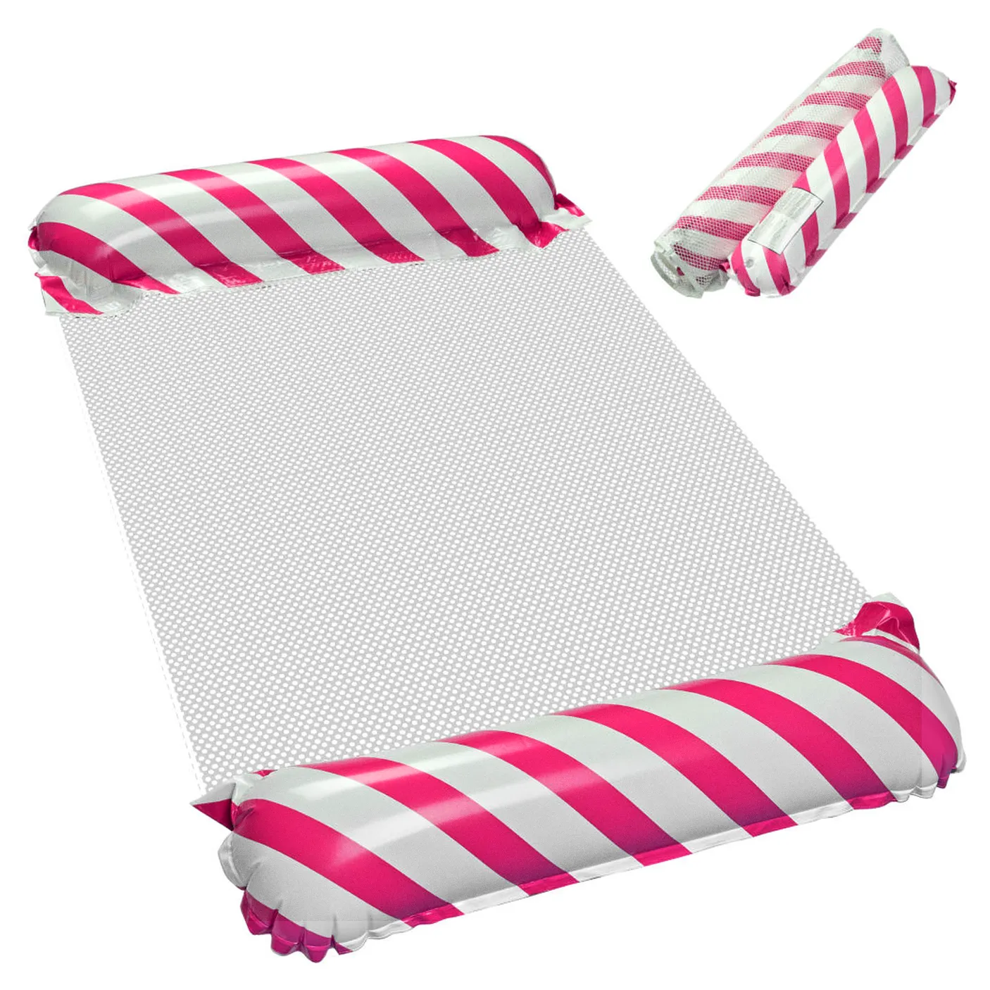 Materac dmuchany plażowy hamak wodny leżak fotel krzesło do pływania basenu różowy