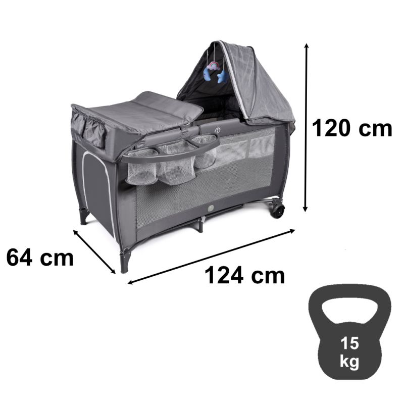 Łóżeczko dziecięce turystyczne składane kojec materac dla dzieci dwupoziomowe przewijak - obrazek 2