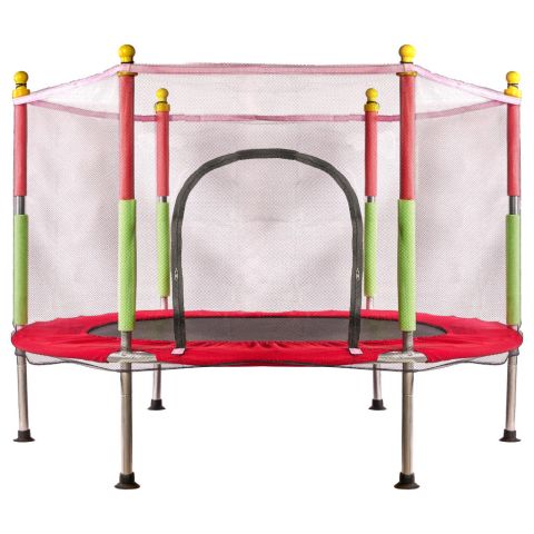 Trampolina do domu ogrodu dla dzieci siatka piłki 140cm 55inch czerwona