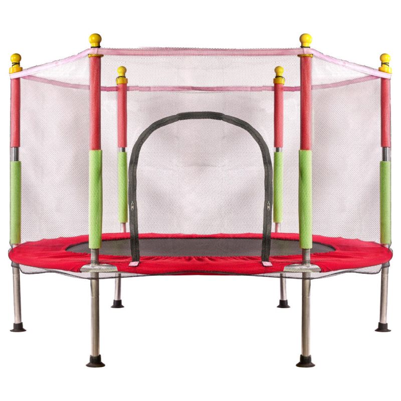 Trampolina do domu ogrodu dla dzieci siatka piłki 140cm 55inch czerwona