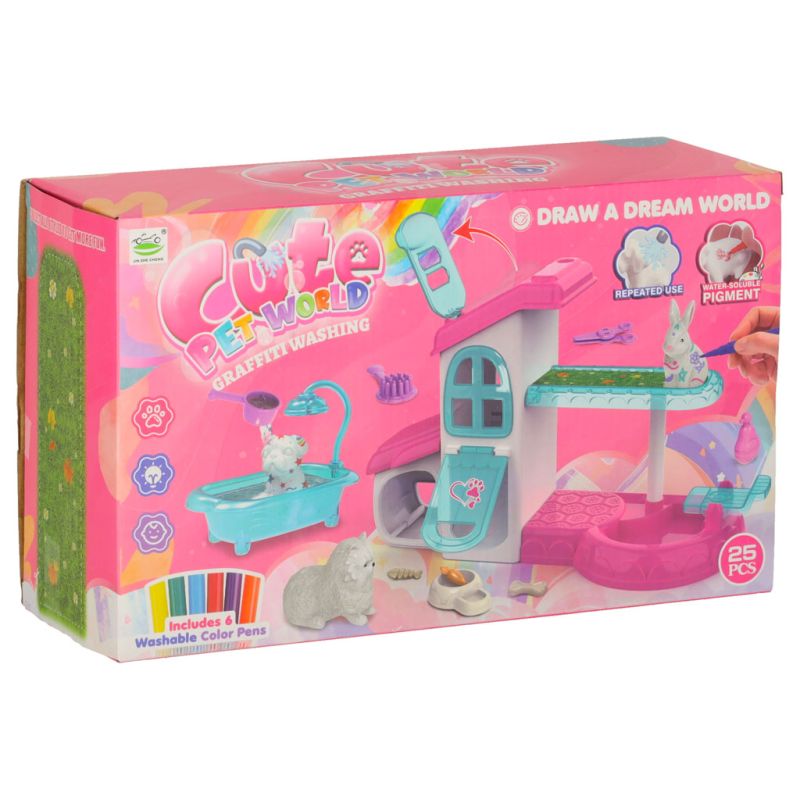 SPA dla zwierząt domek malowanie kąpanie zwierząt mazaki zmywalne akcesoria 26 elementów - obrazek 15