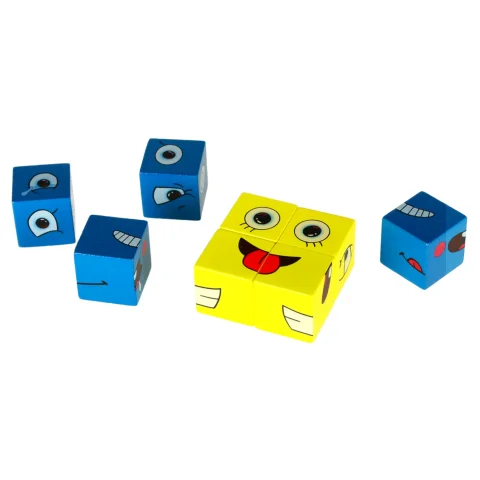 Gra edukacyjne wyzwania nauka emocji klocki drewniane