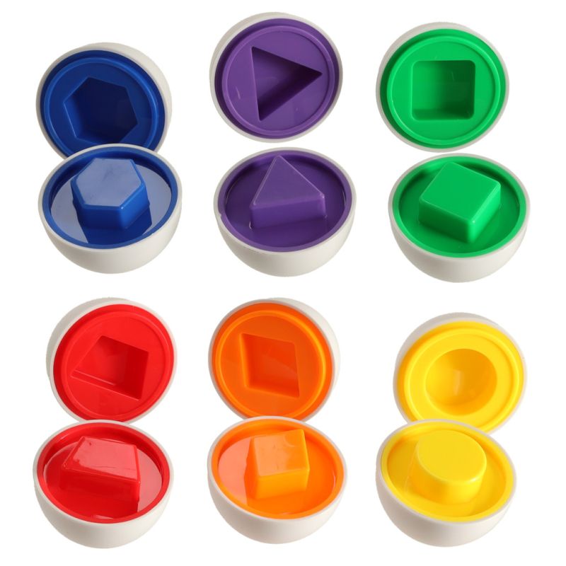 Układanka edukacyjna sorter dopasuj kształty i kolory jajka 6 sztuk - obrazek 4