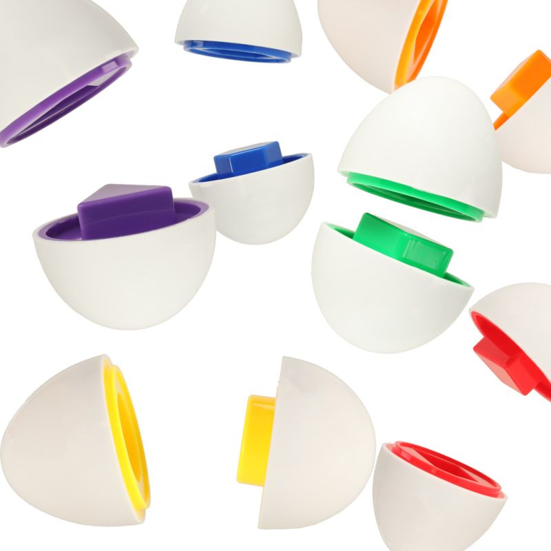 Układanka edukacyjna sorter dopasuj kształty i kolory jajka 6 sztuk - obrazek 6