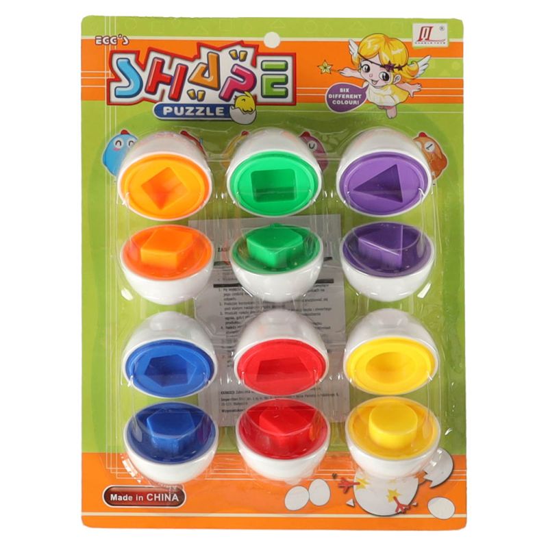 Układanka edukacyjna sorter dopasuj kształty i kolory jajka 6 sztuk - obrazek 8