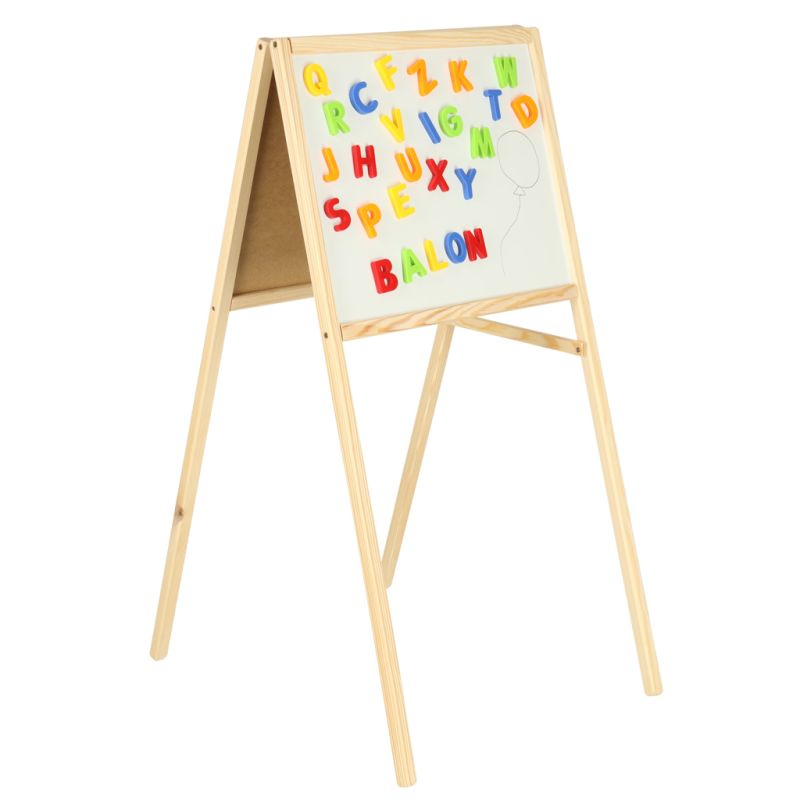 Tablica magnetyczna kredowa dwustronna drewniana literki kreda 43x50x84cm - obrazek 2