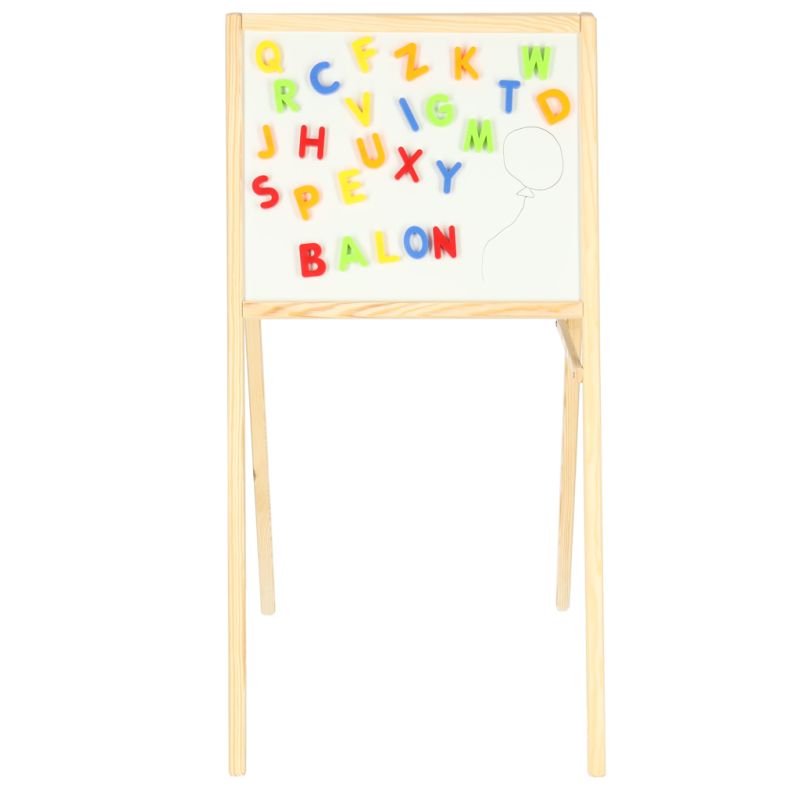 Tablica magnetyczna kredowa dwustronna drewniana literki kreda 43x50x84cm - obrazek 3